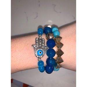 Hand of God Blue bracelet set